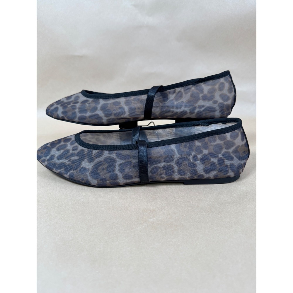Abound Womens Leopard Mesh Mary Jane Ballet Flats Brown Black Size 9.5